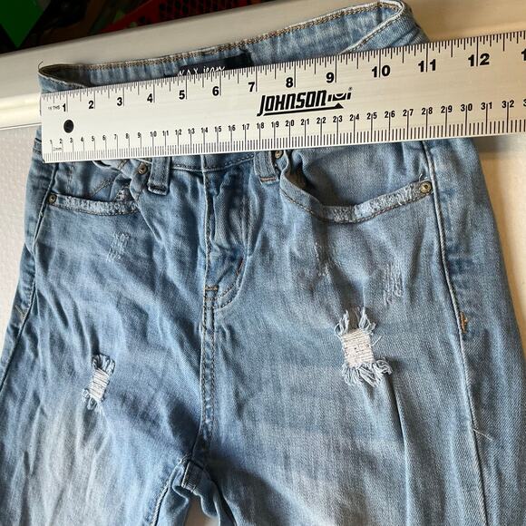 Max Jean Los Angeles Women Skinny Jeans size 0 Blue Ripped Mid Rise - Picture 3 of 13